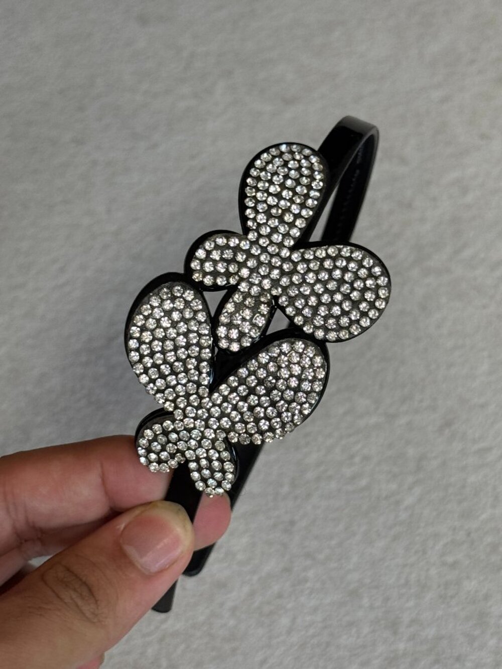 Black Crystal Rhinestone Butterfly Y2K Headband